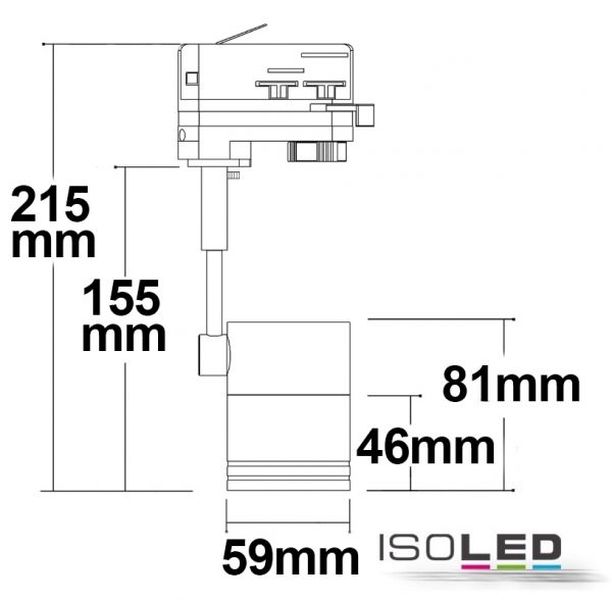 3-Phasen Schienen-Adapter für GU10-Spots, schwarz