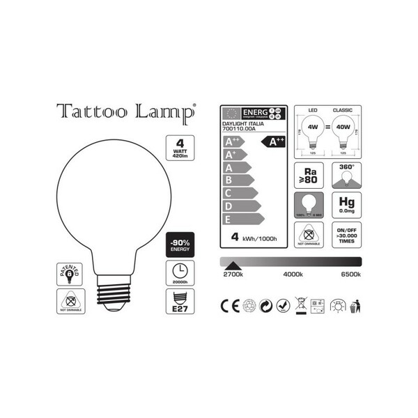 LED Globe G125 Tattoo Lampe Herz 4W