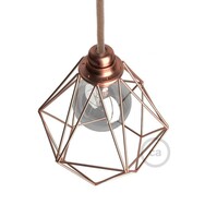 Diamantförmiger Lampenschirmkäfig aus Metall kupfer