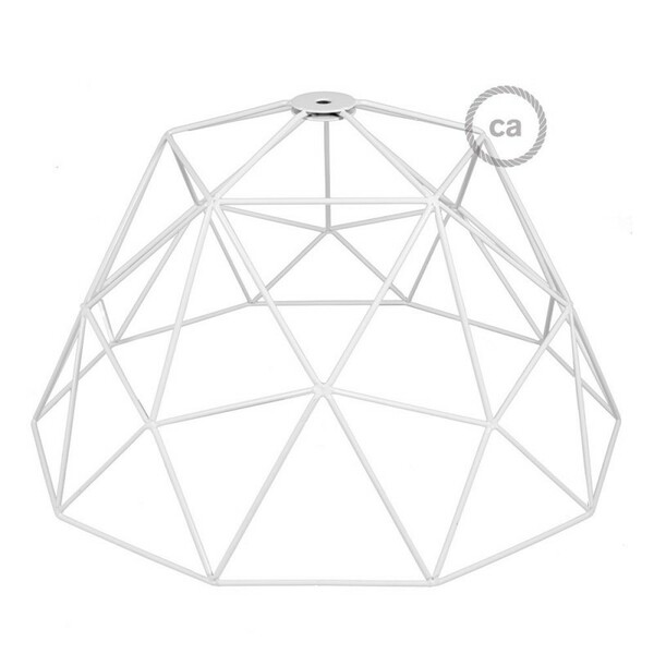 Lampenschirmkäfig Dome XL aus Metall mit E27-Fassung weiß