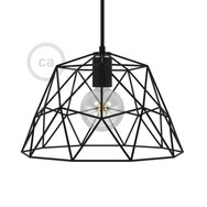 Lampenschirmkäfig Dome XL aus Metall mit E27-Fassung schwarz
