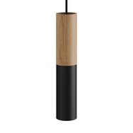 Pendelleuchte mit doppeltem Lampenschirm Tub-E14 schwarz-Holz