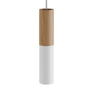 Pendelleuchte mit doppeltem Lampenschirm Tub-E14 mattweiß-Holz