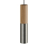 Pendelleuchte mit doppeltem Lampenschirm Tub-E14 Titan satiniert - Holz