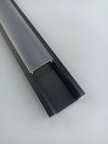 Alu Profile Einbauprofil/Flügel-Profil eloxiert schwarz 200cm mit Abdeckung in halb-transparent