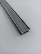 Alu Profile Einbauprofil/Flügel-Profil eloxiert schwarz 200cm mit Abdeckung in halb-transparent